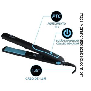 Melhores Pranchas de Cabelo - Taiff Chapa Stylle Black 100134 Preto/Azul Pequeno